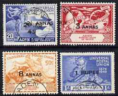 Aden - Kathiri 1949 KG6 75th Anniversary of Universal Postal Union set of 4 cds used SG 16-19, stamps on , stamps on  kg6 , stamps on  upu , stamps on 
