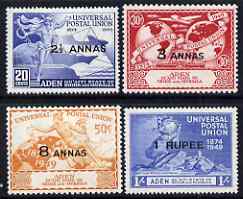 Aden - Qu'aiti 1949 KG6 75th Anniversary of Universal Postal Union set of 4 mounted mint, SG 16-19, stamps on , stamps on  stamps on , stamps on  stamps on  kg6 , stamps on  stamps on  upu , stamps on  stamps on 