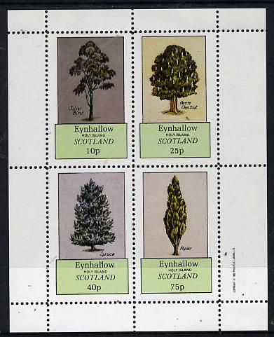 Eynhallow 1982 Trees (Silver Birch, Horse Chestnut, Spruce, Poplar) perf  set of 4 values (10p to 75p) unmounted mint, stamps on , stamps on  stamps on trees