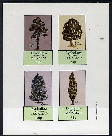 Eynhallow 1982 Trees (Silver Birch, Horse Chestnut, Spruce, Poplar) imperf  set of 4 values (10p to 75p) unmounted mint, stamps on , stamps on  stamps on trees