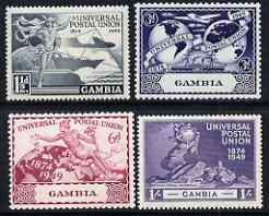 Gambia 1949 KG6 75th Anniversary of Universal Postal Union set of 4 mounted mint, SG166-9, stamps on , stamps on  stamps on , stamps on  stamps on  kg6 , stamps on  stamps on  upu , stamps on  stamps on 