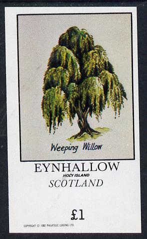 Eynhallow 1982 Trees (Weeping Willow) imperf souvenir sheet (Â£1 value) unmounted mint, stamps on trees