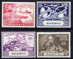 Mauritius 1949 KG6 75th Anniversary of Universal Postal Union set of 4 mounted mint, SG 272-5, stamps on , stamps on  stamps on , stamps on  stamps on  kg6 , stamps on  stamps on  upu , stamps on  stamps on 