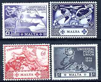 Malta 1949 KG6 75th Anniversary of Universal Postal Union set of 4 mounted mint, SG 251-4, stamps on , stamps on  stamps on , stamps on  stamps on  kg6 , stamps on  stamps on  upu , stamps on  stamps on 