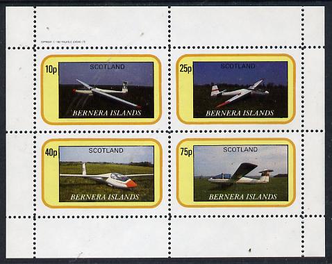 Bernera 1982 Gliders perf  set of 4 values (10p to 75p) unmounted mint, stamps on , stamps on  stamps on aviation     gliders