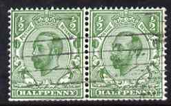 Great Britain 1912 Downey 1/2d pair with inv wmk SG spec N3b good used (trimmed perfs at base) cat \A380, stamps on , stamps on  kg5 , stamps on 