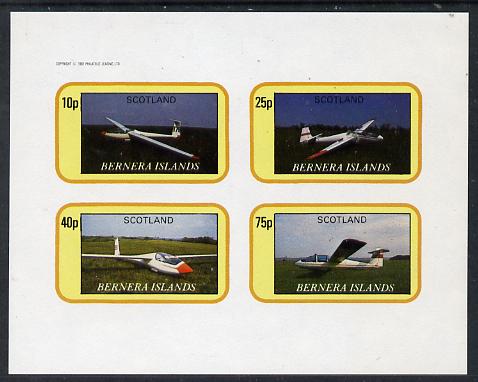 Bernera 1982 Gliders imperf  set of 4 values (10p to 75p) unmounted mint, stamps on , stamps on  stamps on aviation     gliders