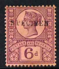 Great Britain 1897 QV Jubilee 6d overprinted SPECIMEN without gum, stamps on , stamps on  qv , stamps on 