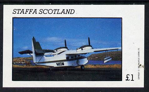 Staffa 1982 Sea Planes imperf souvenir sheet (Â£1 value) unmounted mint, stamps on aviation    seaplanes