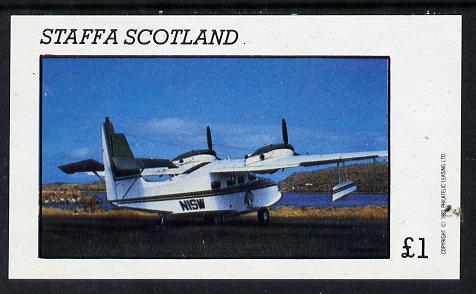 Staffa 1982 Sea Planes imperf souvenir sheet (£1 value) unmounted mint, stamps on aviation    seaplanes