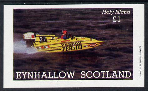 Eynhallow 1982 Speed Boat (advertising Pernod) imperf souvenir sheet (£1 value) unmounted mint, stamps on , stamps on  stamps on ships   food   alcohol     drink  advertising