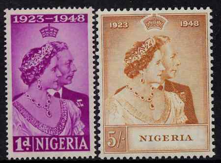 Nigeria 1948 KG6 Royal Silver Wedding perf set of 2 unmounted mint, SG 62-3, stamps on , stamps on  stamps on , stamps on  stamps on  kg6 , stamps on  stamps on silver wedding, stamps on  stamps on royalty