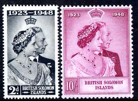 Solomon Islands 1949 KG6 Royal Silver Wedding set of 2 unmounted mint SG 75-6, stamps on , stamps on  stamps on , stamps on  stamps on  kg6 , stamps on  stamps on silver wedding, stamps on  stamps on royalty