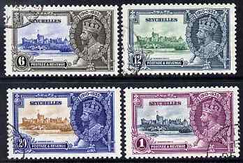 Seychelles 1935 KG5 Silver Jubilee set of 4, cds used SG 128-31, stamps on , stamps on  kg5 , stamps on silver jubilee, stamps on castles
