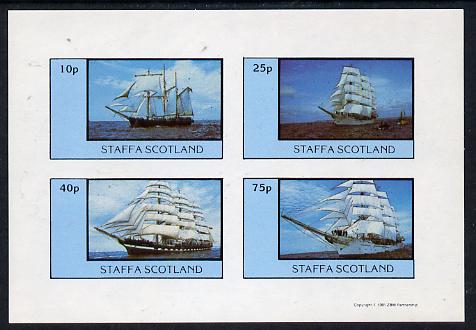 Staffa 1981 Tall Ships imperf  set of 4 values (10p to 75p) unmounted mint, stamps on , stamps on  stamps on ships