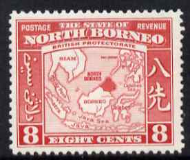 North Borneo 1939 Eastern Archipelago 8c (from def set) lightly mounted mint, SG 308, stamps on maps