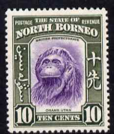 North Borneo 1939 Orang-Utan 10c (from def set) lightly mounted mint, SG 309, stamps on animals, stamps on apes, stamps on orang-utan