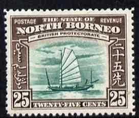 North Borneo 1939 Native Boat 25c (from def set) lightly mounted mint, SG 313, stamps on , stamps on  stamps on ships