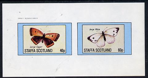 Staffa 1982 Butterflies (Large Copper & Large White) imperf  set of 2 values (40p & 60p) unmounted mint, stamps on butterflies