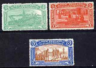 New Zealand 1906 NZ Exhibition 1/2d, 1d & 3d mounted mint, SG 370-2, stamps on 