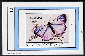 Staffa 1982 Butterflies (Large Blue) imperf deluxe sheet (£2 value) unmounted mint, stamps on butterflies