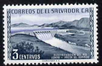 El Salvador 1954 Guayabo Dam 3c unmounted mint, SG 1055, stamps on , stamps on  stamps on dams, stamps on  stamps on irrigation, stamps on  stamps on civil engineering