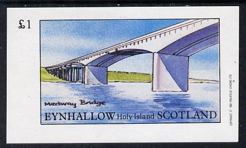 Eynhallow 1982 Bridges (Medway) imperf souvenir sheet (£1 value) unmounted mint, stamps on bridges    civil engineering