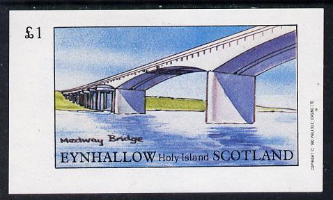 Eynhallow 1982 Bridges (Medway) imperf souvenir sheet (Â£1 value) unmounted mint, stamps on , stamps on  stamps on bridges    civil engineering