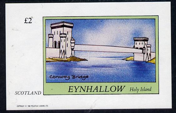 Eynhallow 1982 Bridges (Conway) imperf deluxe sheet (£2 value) unmounted mint, stamps on bridges    civil engineering