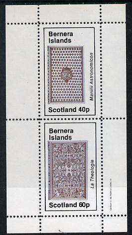 Bernera 1982 Ornate Book Covers #1 perf set of 2 (40p & 60p), stamps on , stamps on  stamps on books   literature