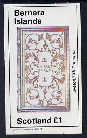 Bernera 1982 Ornate Book Covers #1 imperf souvenir sheet (£1 value), stamps on books   literature