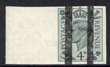 Great Britain 1937-47 KG6 4d grey-green imperf marginal single with Post Office training bars overprint, unmounted mint, stamps on , stamps on  kg6 , stamps on 