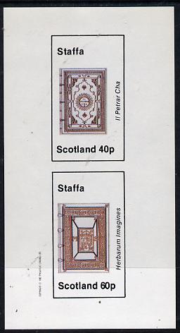 Staffa 1982 Ornate Book Covers #1 imperf set of 2 (40p & 60p), stamps on , stamps on  stamps on books   literature