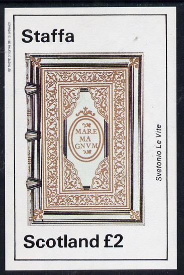 Staffa 1982 Ornate Book Covers #1 imperf deluxe sheet (£2 value), stamps on books   literature