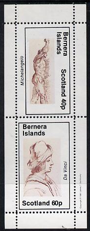 Bernera 1981 Sketches (Michelangelo & da Vinci) perf  set of 2 values (40p & 60p) unmounted mint, stamps on , stamps on  stamps on arts, stamps on michelangelo, stamps on leonardo da vinci, stamps on  stamps on renaissance