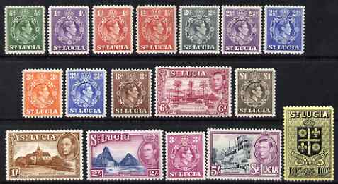 St Lucia 1938-48 KG6 definitive set complete 17 values mounted mint, SG 128-41, stamps on , stamps on  kg6 , stamps on 