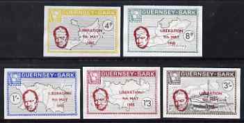 Guernsey - Sark 1965 20th Anniversary of Liberation imperf set of 5 without gum, Rosen CSA 41a-45a, stamps on , stamps on  stamps on maps, stamps on  stamps on  ww2 , stamps on  stamps on churchill