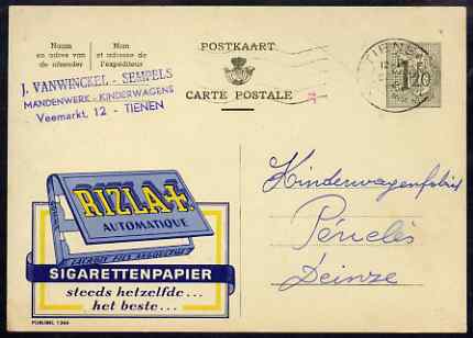 Belgium 1956 illustrated card advertising Rizla cigarette papers, stamps on , stamps on  stamps on tobacco, stamps on  stamps on advertising