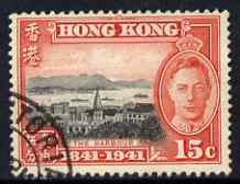 Hong Kong 1941 KG6 Centenary of British Occupation 15c cds used SG166, stamps on , stamps on  stamps on , stamps on  stamps on  kg6 , stamps on  stamps on ports