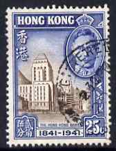 Hong Kong 1941 KG6 Centenary of British Occupation 25c cds used SG167, stamps on , stamps on  stamps on , stamps on  stamps on  kg6 , stamps on  stamps on finance.banks, stamps on  stamps on banking