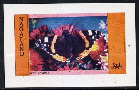 Nagaland 1974 Butterflies (Red Admiral) imperf souvenir sheet (2R value) unmounted mint, stamps on , stamps on  stamps on butterflies