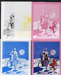 St Lucia 1980 Disney - Tenth Anniversary of Moon Landing m/sheet, the set of 5 imperf progressive proofs comprising the 4 individual colours plus the completed all 4-colour composite, unmounted mint, SG MS 533, stamps on , stamps on  stamps on disney, stamps on  stamps on cartoons, stamps on  stamps on films, stamps on  stamps on cinema, stamps on  stamps on movies, stamps on  stamps on space