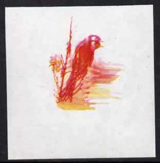 Calf of Man 1973 Birds - Goldfinch 45m imperf proof in magenta & yellow only, the magenta being doubled, on gummed paper, unmounted mint as Rosen CA265, stamps on , stamps on  stamps on birds, stamps on  stamps on goldfinch, stamps on  stamps on scouts