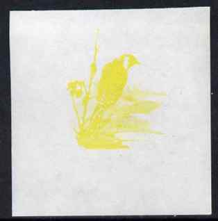 Calf of Man 1973 Birds - Goldfinch 45m imperf proof in yellow only on gummed paper, unmounted mint as Rosen CA265, stamps on birds, stamps on goldfinch, stamps on scouts