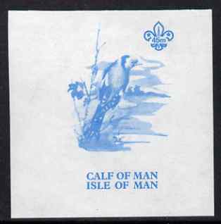 Calf of Man 1973 Birds - Goldfinch 45m imperf proof in blue only on gummed paper (minor wrinkles), unmounted mint as Rosen CA265, stamps on , stamps on  stamps on birds, stamps on  stamps on goldfinch, stamps on  stamps on scouts