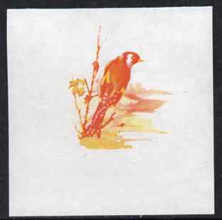 Calf of Man 1973 Birds - Goldfinch 45m imperf proof in magenta & yellow only on gummed paper, unmounted mint as Rosen CA265, stamps on , stamps on  stamps on birds, stamps on  stamps on goldfinch, stamps on  stamps on scouts