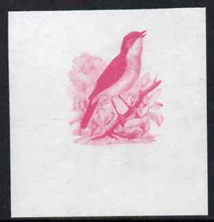 Calf of Man 1973 Birds - Nightingale 50m imperf proof in magenta only on gummed paper, unmounted mint as Rosen CA266, stamps on birds, stamps on nightingale, stamps on scouts