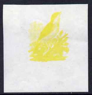 Calf of Man 1973 Birds - Nightingale 50m imperf proof in yellow only on gummed paper, unmounted mint as Rosen CA266, stamps on birds, stamps on nightingale, stamps on scouts