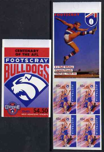 Australia 1996 Centenary of Australian Football League $4.50 booklet - Footscray Bulldogs, complete and fine SG SB104, stamps on , stamps on  stamps on sport, stamps on  stamps on football, stamps on  stamps on australian rules football, stamps on  stamps on bulldogs