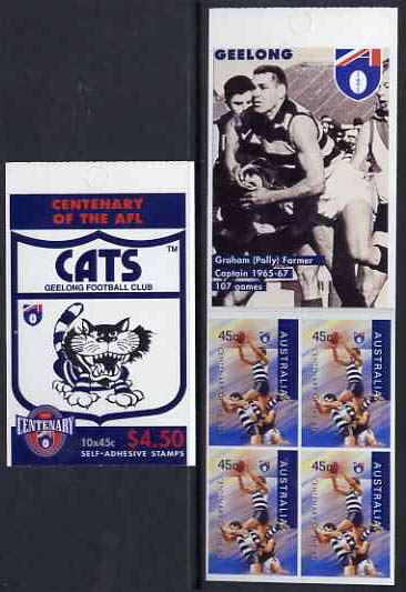 Australia 1996 Centenary of Australian Football League $4.50 booklet - Geelong Cats, complete and fine SG SB107, stamps on , stamps on  stamps on sport, stamps on  stamps on football, stamps on  stamps on australian rules football, stamps on  stamps on cats